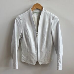 Cleo Chic White Faux Leather Jacket